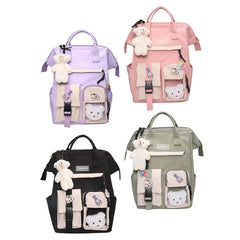 Large Capacity School Bag with Side Pockets, Anti-Theft Rucksack for Women