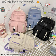 Teen Girls School Backpack Soft Nylon Bookbags Multi-Pocket Student Laptop Bag