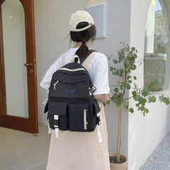 Teen Girls School Backpack Soft Nylon Bookbags Multi-Pocket Student Laptop Bag