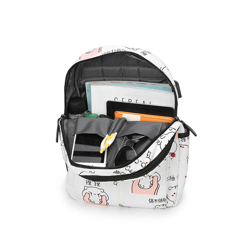Girls Laptop Backpack with USB, Cat School Bag Pack