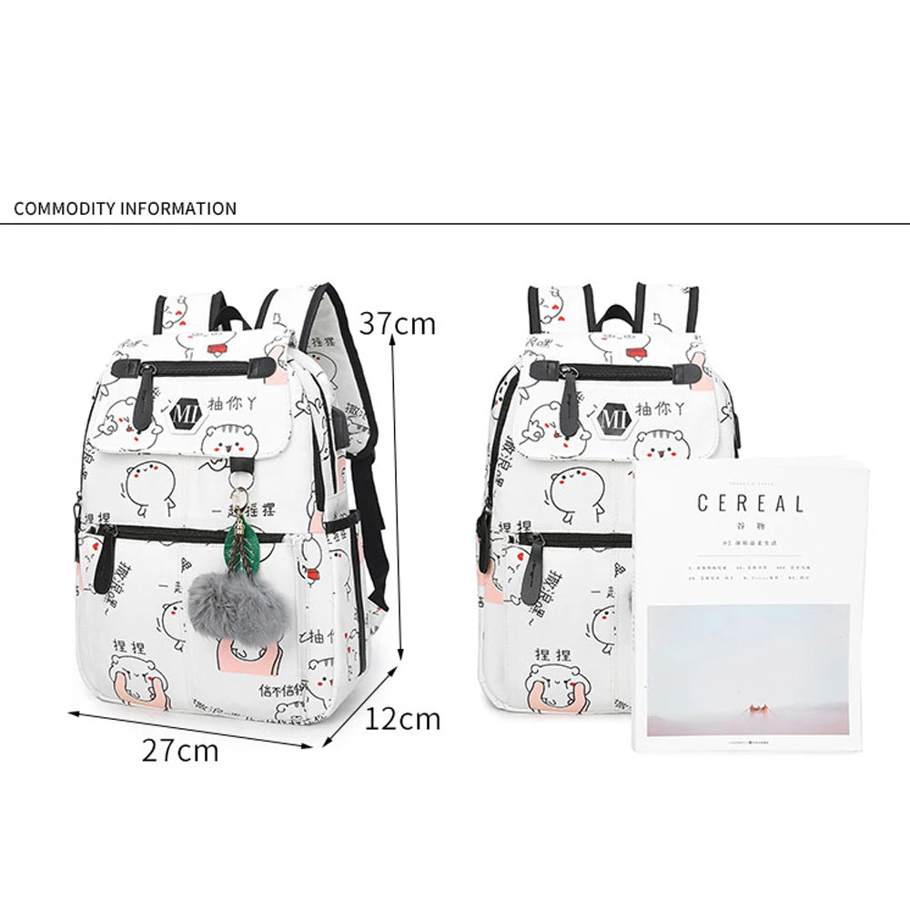 Girls Laptop Backpack with USB, Cat School Bag Pack