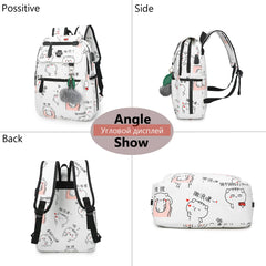 Girls Laptop Backpack with USB, Cat School Bag Pack