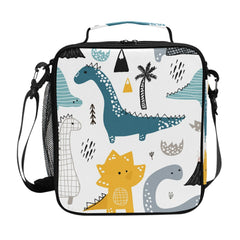 Dinosaur Print Lunch Bag Insulation Box Waterproof with Shoulder Strap