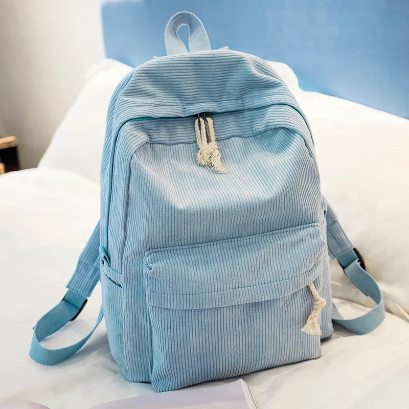 Corduroy College Casual Wind Backpack Women's Backpack