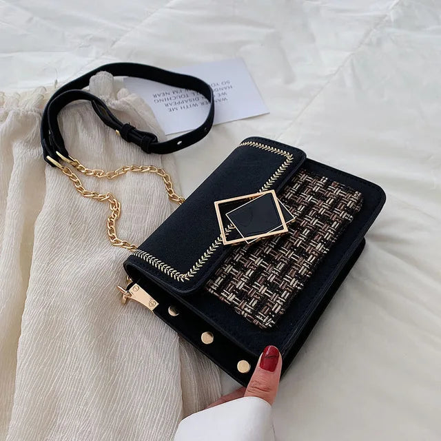 Leather Weave Crossbody Bag for Women