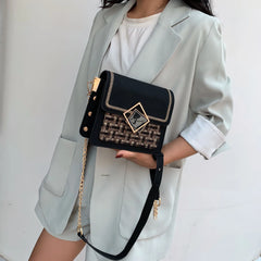 Leather Weave Crossbody Bag for Women
