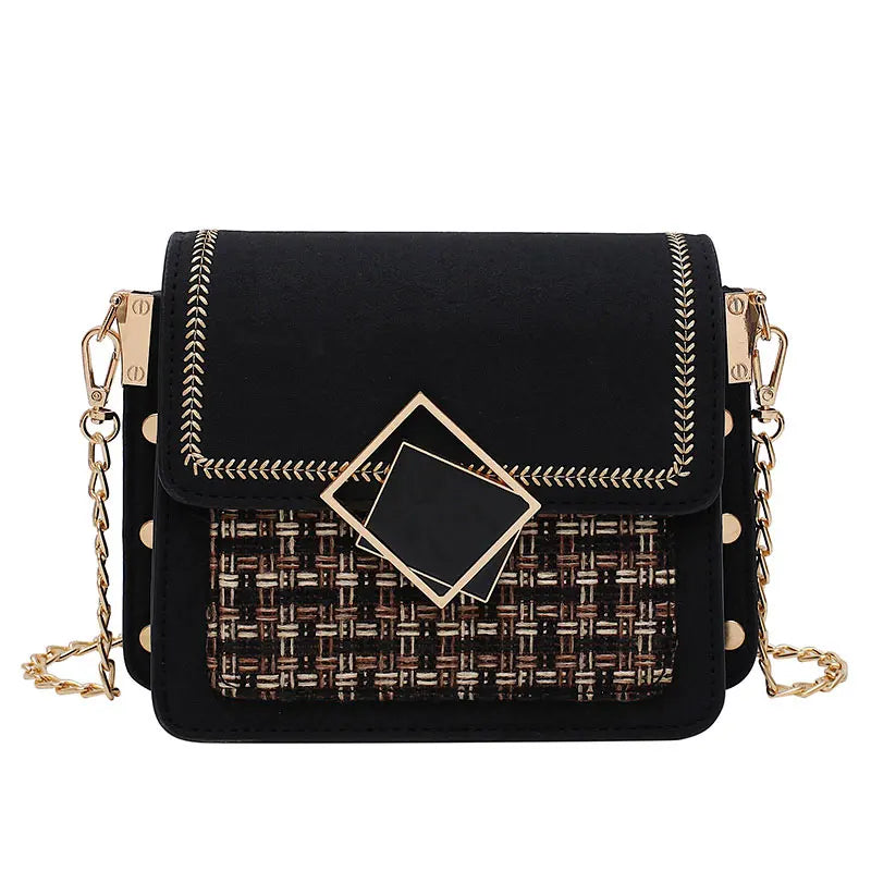 Leather Weave Crossbody Bag for Women