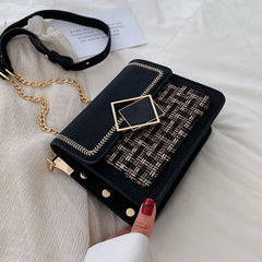 Leather Weave Crossbody Bag for Women
