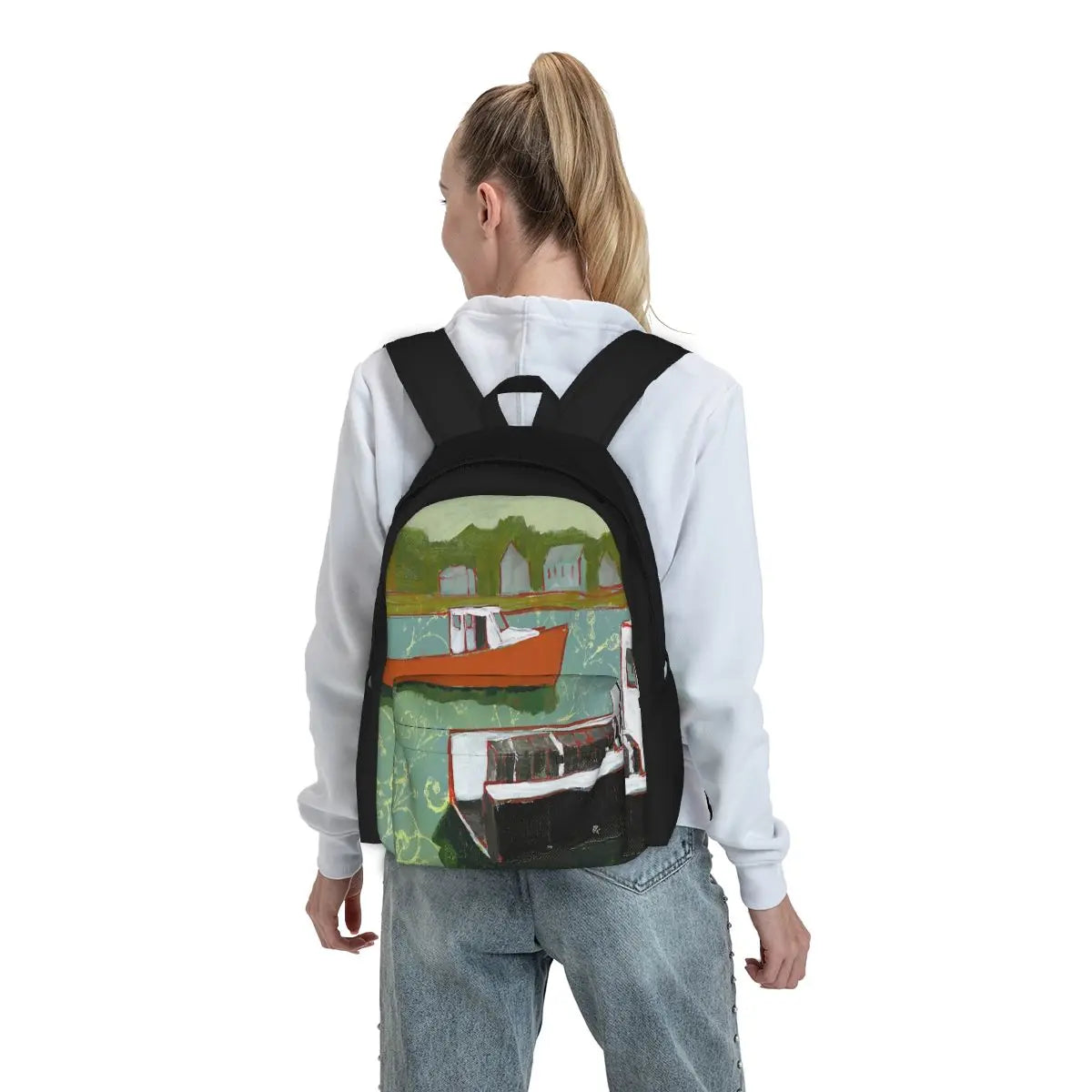 Sea Side Lobster Boats Backpacks Men's Women's Students