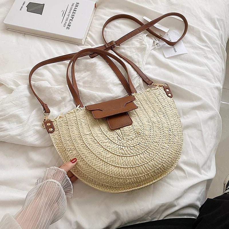 Large Capacity Straw Bag for Women Summer Beach Travel Totes