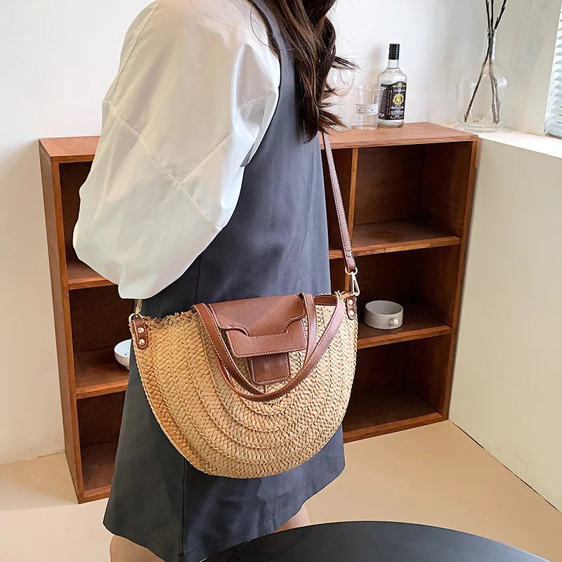 Large Capacity Straw Bag for Women Summer Beach Travel Totes