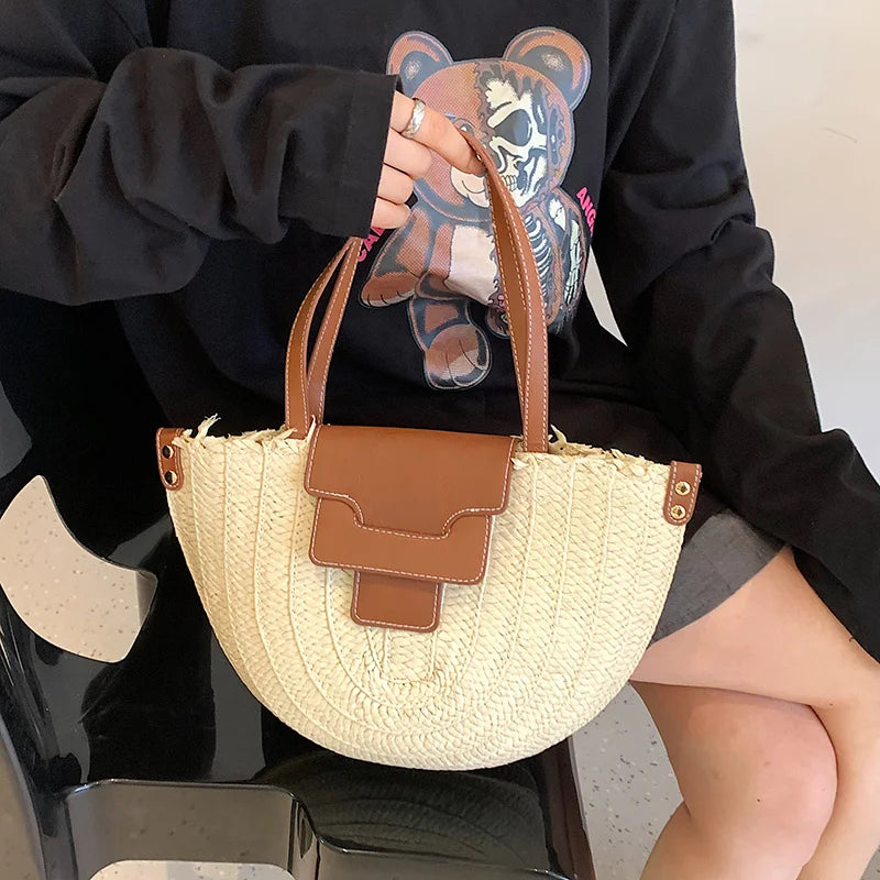 Large Capacity Straw Bag for Women Summer Beach Travel Totes