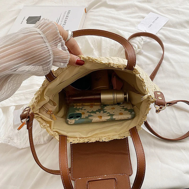 Large Capacity Straw Bag for Women Summer Beach Travel Totes
