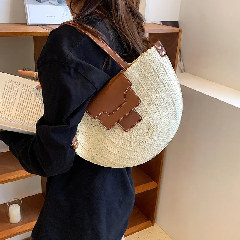 Large Capacity Straw Bag for Women Summer Beach Travel Totes