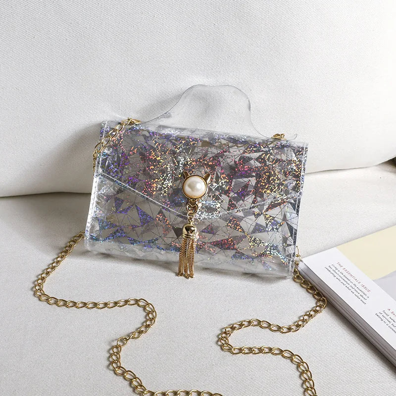 Sequins Applique Mini Sling Bag Crossbody Messenger Small Leather Bag