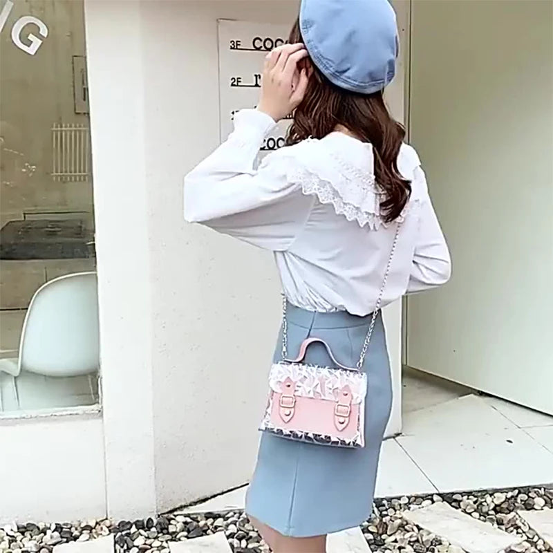 Sequins Applique Mini Sling Bag Crossbody Messenger Small Leather Bag