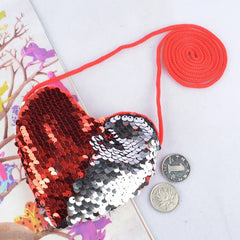 Kids Shoulder Coin Bag Sequins Loving Heart Baby Girls Mini Messenger Bag