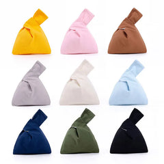 Japanese Style Knot Wrist Bag Solid Hand Bags Lady Purse