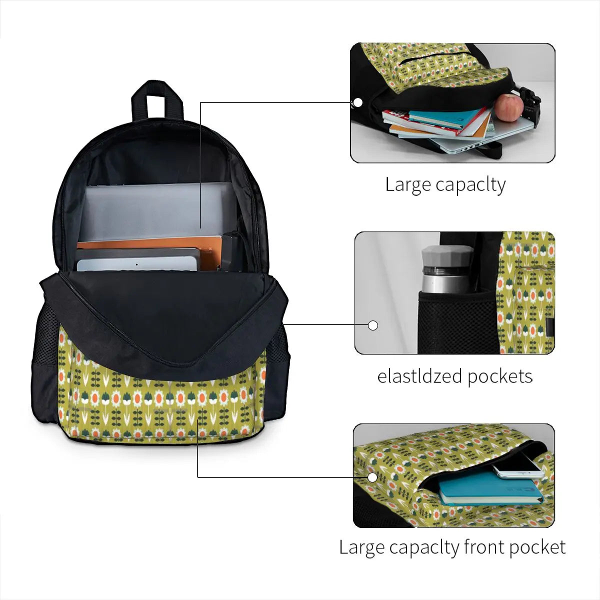 Sun Olive Backpack for Men and Women, Zipper Bag for Girls