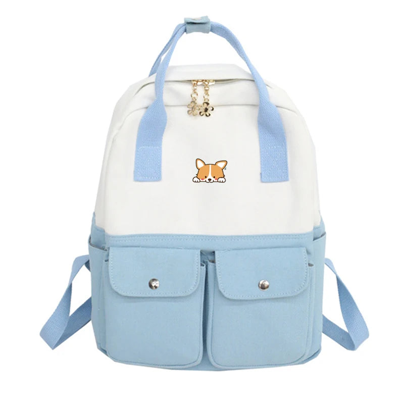 Shiba Inu Corgi Backpack Harajuku Hand Rucksack School Bag