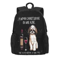 Shih Tzu And Wine Funny Dog 1 Backpacks Men's Backpacks Bags For Women Backpack