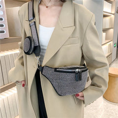 Diamond Studded Fanny Pack Women Crossbody Chest Bag