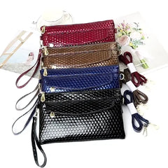 Women Crossbody Shoulder Bag PU Leather Wrist Strap Clutch Zip Long Wallet