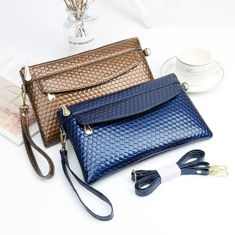 Women Crossbody Shoulder Bag PU Leather Wrist Strap Clutch Zip Long Wallet