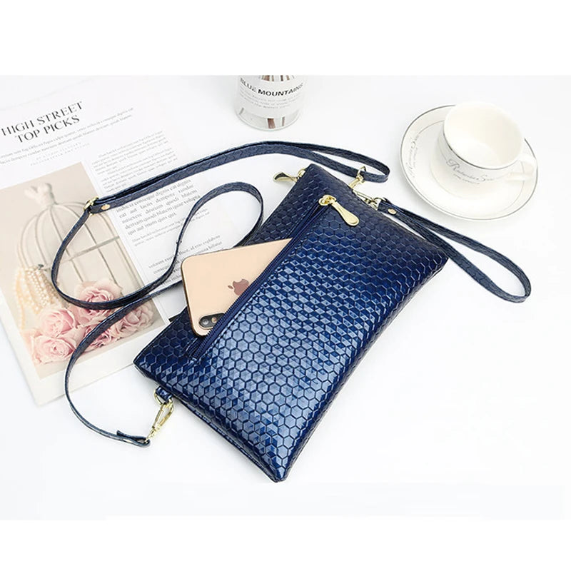 Women Crossbody Shoulder Bag PU Leather Wrist Strap Clutch Zip Long Wallet