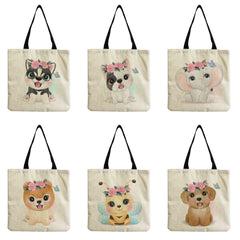 High Capacity Tote Bag Dog Elephant Cartoon Bee Customizable Shoulder Bag