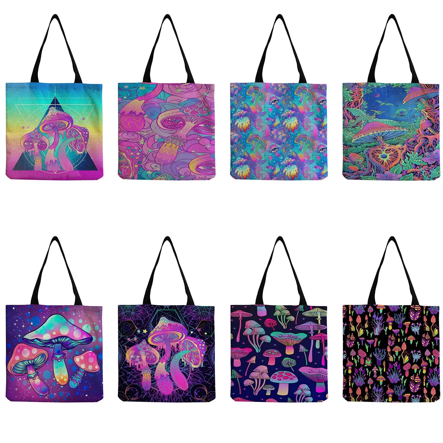 Eco Tote Bag with Mushroom Print - Reusable Lady Bag