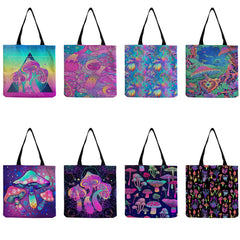 Eco Tote Bag with Mushroom Print - Reusable Lady Bag