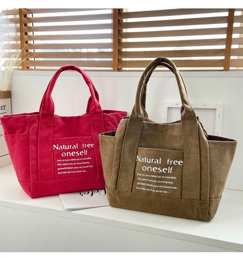 Canvas Shoulder Bag Women's Handbag Large Shopper Tote Pure Cotton Portable Bag