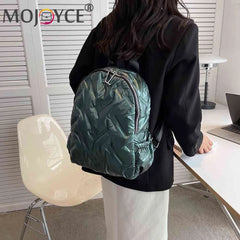 Quilted Shoulder Backpack for Women School Waterproof Cotton Padded Daypack