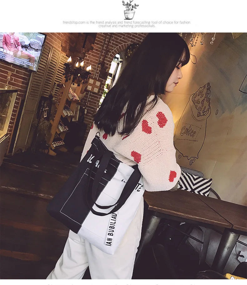 Canvas Shoulder Bag Casual Style Combination Material