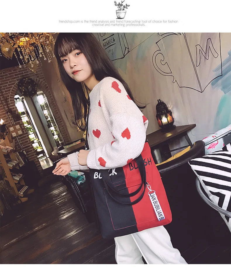 Canvas Shoulder Bag Casual Style Combination Material