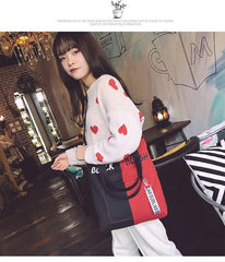 Canvas Shoulder Bag Casual Style Combination Material