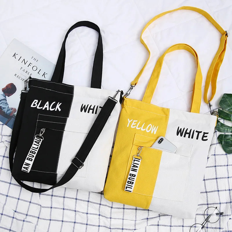 Canvas Shoulder Bag Casual Style Combination Material