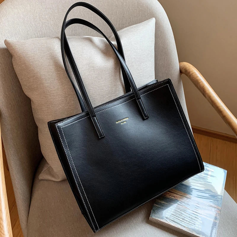 Women Shoulder Bag Large Capacity PU Leather Handbag High Handle Bags