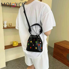 Love Heart Embroidered Crossbody Shoulder Bag Casual Purse Small Totes