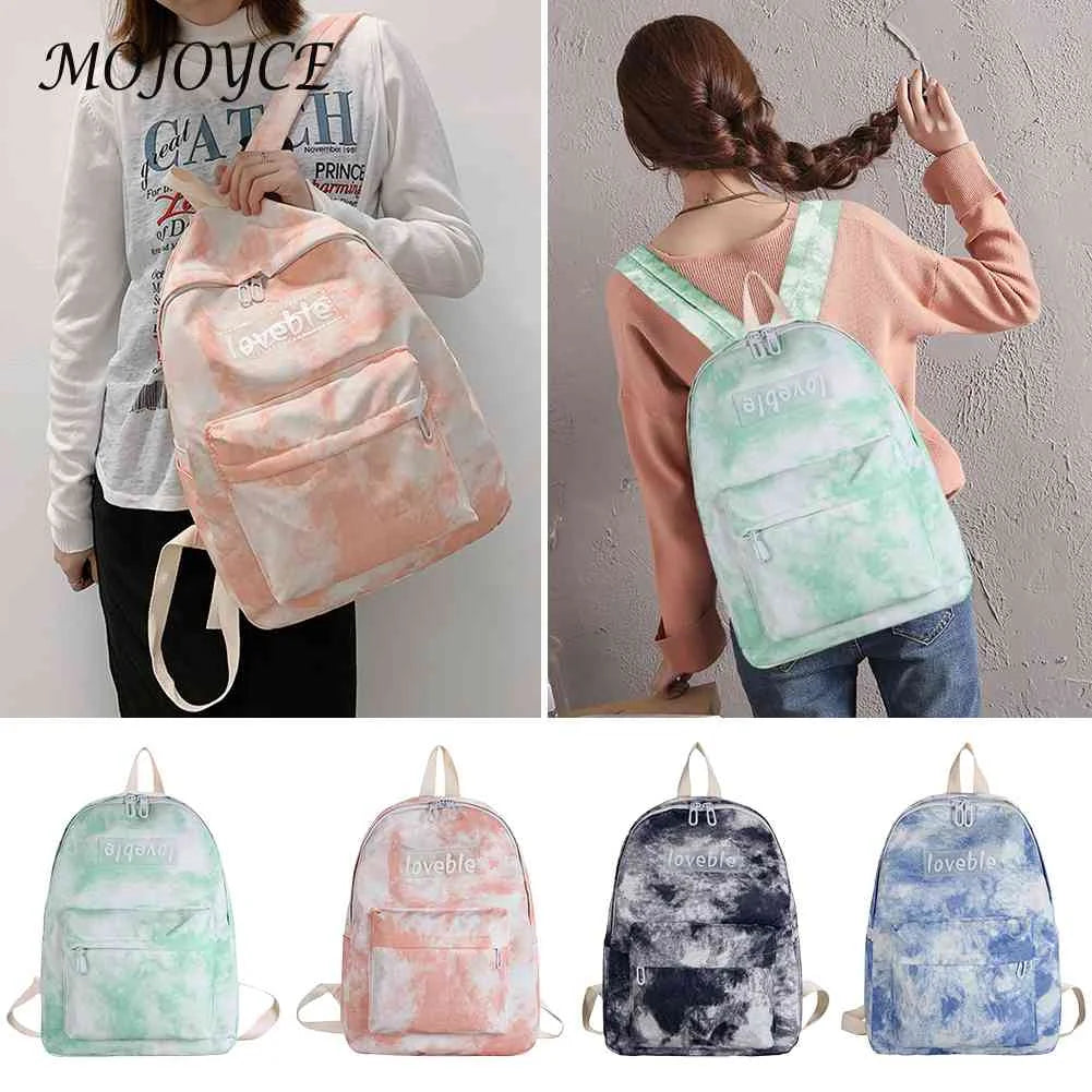 Nylon Schoolbag Teen Girls Travel Backpack Print Shoulder Bag
