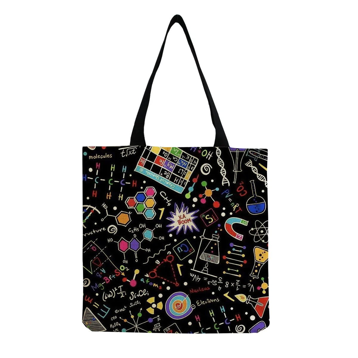 Science Print Shoulder Bag for Teacher - Natural Design Tote
