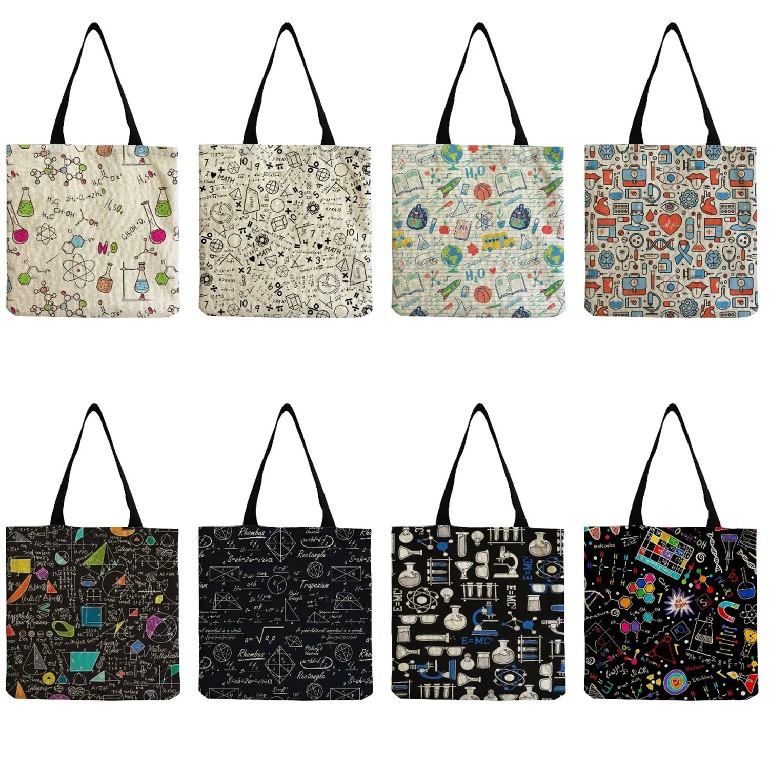 Science Print Shoulder Bag for Teacher - Natural Design Tote