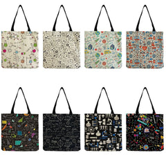 Science Print Shoulder Bag for Teacher - Natural Design Tote