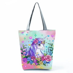 Rainbow Unicorn Printed Shoulder Bag Tote Handbags