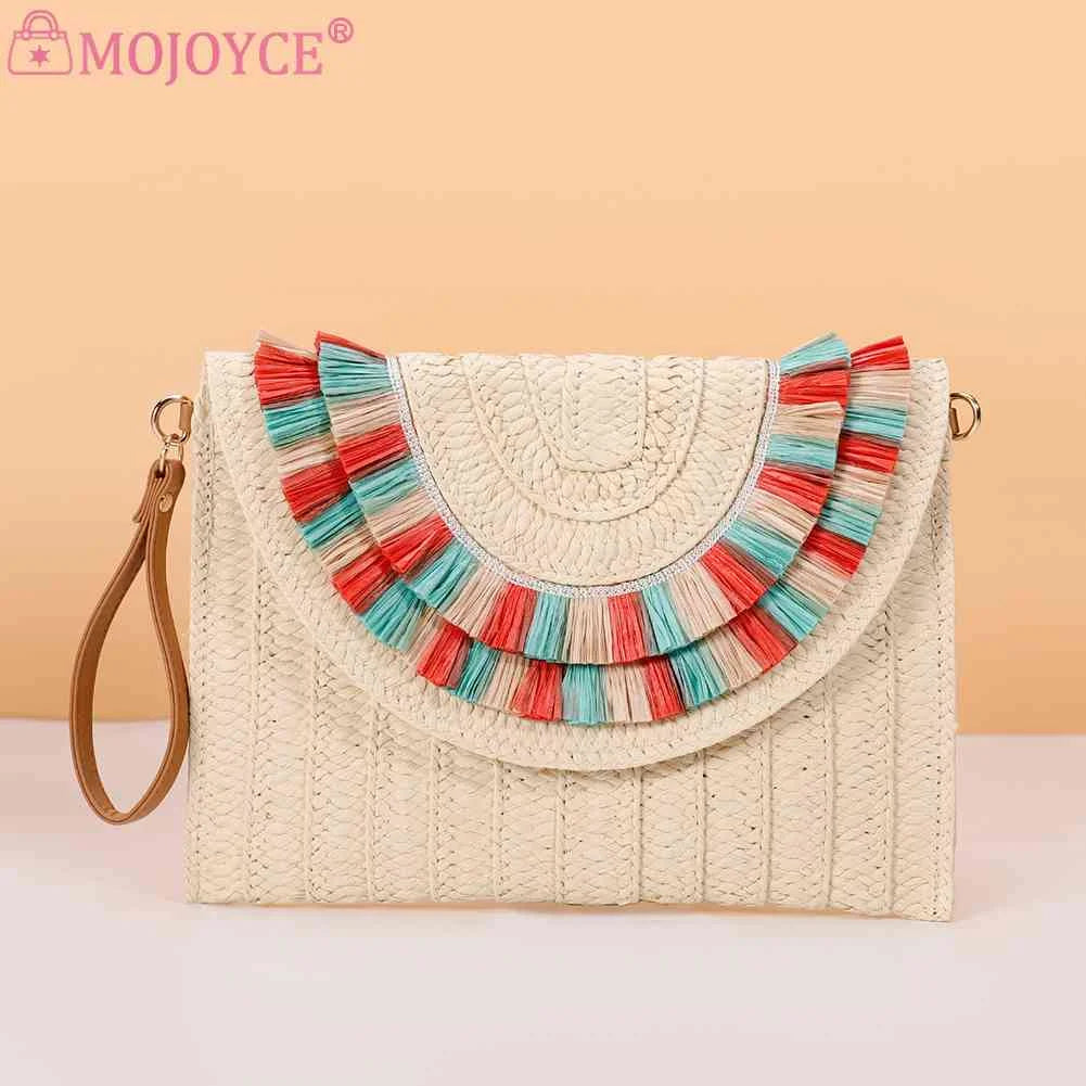 Vintage Straw Woven Shoulder Bag for Weekend Vacation