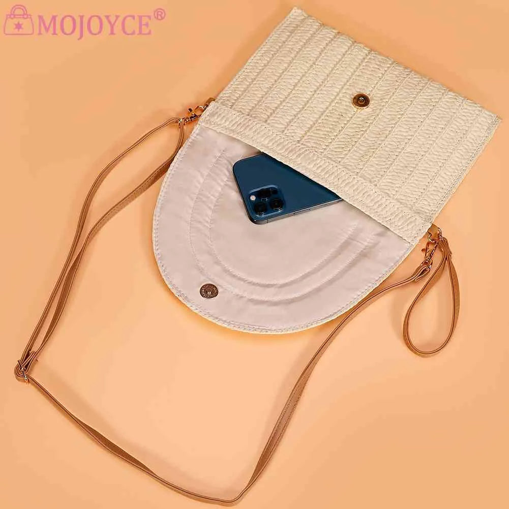 Vintage Straw Woven Shoulder Bag for Weekend Vacation
