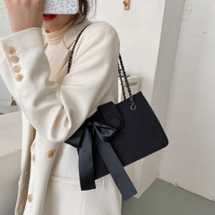 Shoulder Bag Women Bow Chain Diamond Lattice Casual High Street Satchel