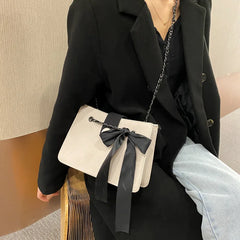 Shoulder Bag Women Bow Chain Diamond Lattice Casual High Street Satchel
