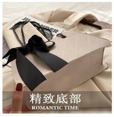Shoulder Bag Women Bow Chain Diamond Lattice Casual High Street Satchel